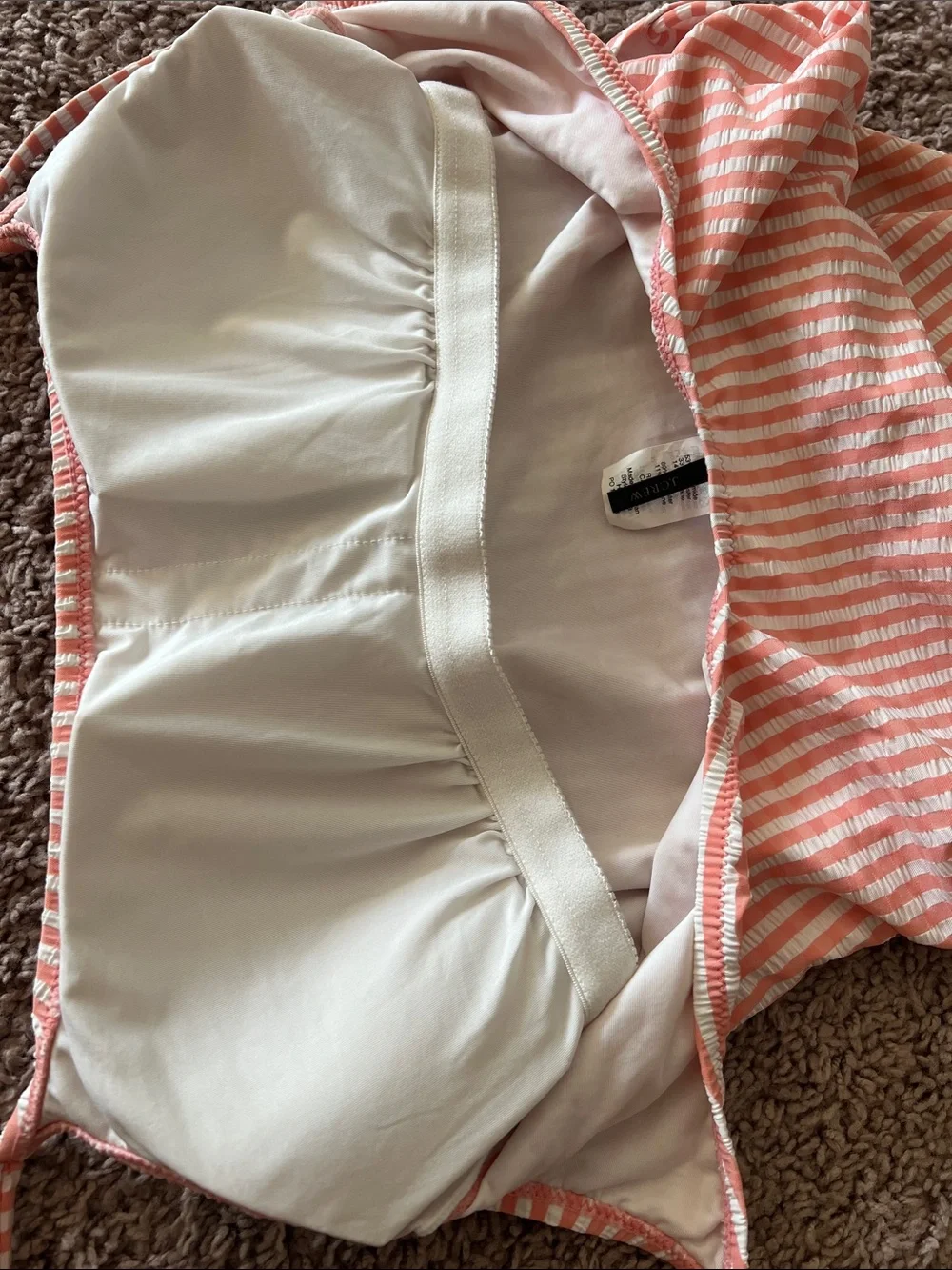 J. Crew Pink and White Seersucker Striped One-Piece Swimsuit Size 10